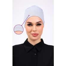 Kaymayan Açık Gri Bone Silikonlu Kaymaz Dikişsiz Kadın Tesettür Bağlamalı