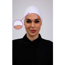 Kaymayan Beyaz Bone Silikonlu Kaymaz Dikişsiz Kadın Tesettür Bağlamalı