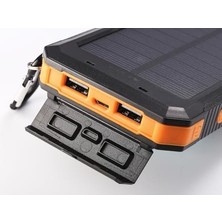 Store 10000 Mah Güneş Enerjili Powerbank Çift USB LED Işıklı Şarj Göstergeli Taşınabilir Şarj Cihazı Y50 (Turuncu)