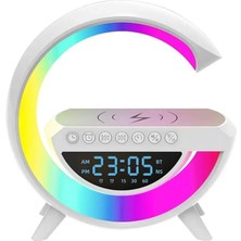 Store Kablosuz Şarj Istasyonu Speaker Özellikli LED Işıklı Fm Radyolu Harika Bluetooth Speaker iPhone Uyumlu ve Samsung Uyumlu Telefon Şarj Standı Bataryalı 22.5cm x 22.5cm B3401 (BT3401)