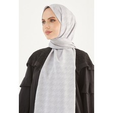 Kadın Tesettür Ipeksi Jakar Kazayağı Desen Şal*gümüş