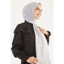 Kadın Tesettür Ipeksi Jakar Kazayağı Desen Şal*gümüş