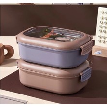 Büro Ev Ofis Mutfağı Için 2bölme Paslanmaz Çelik Kilitli Kapak Yemek Kutusu