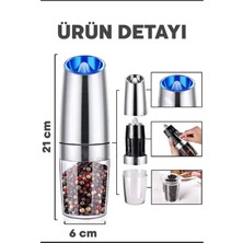Gravity Otomatik Karabiber Tuz Değirmeni Seramik Bıçaklı Baharat Öğütücü LED Işıklı 5 Kademeli