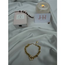 Jewels Of Hope Zirkon Taşlı Yıldız Motif Kadın Bileklik 20 cm Paslanmaz Bileklik Gold