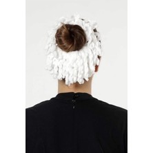 Beyaz Kadife Topuz Tokası Dolgun Lastikli Tesettür Kadın Toka