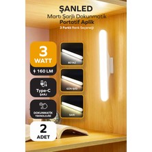 Şarjlı Mıktantıslı Işık Micro USB Kablosuz LED 3 Farklı Işık Martı Aplik -1-2-4- 8-10 Adet