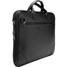 Canaris Süper Slim Deri Evrak Çantası 15.6" Inç Laptop Bölmeli Siyah