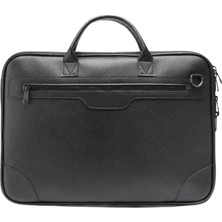 Canaris Süper Slim Deri Evrak Çantası 15.6" Inç Laptop Bölmeli Siyah