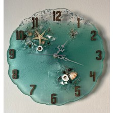 Denizin Ruhu Duvar Saati - Gerçek Deniz Kabuklu ve Yıldızlı Epoksi Tasarım - 30 cm - 1.model