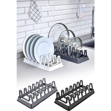 2 Adet 6 Bölmeli Tabak Organizer Tencere Kapağı Düzenleyici Gri