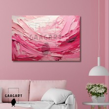 Tekli Yatay Kanvas Duvar Tablosu Soyut Pembe Yağlı Boya Deseni