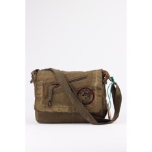 Pamuk Kumaş Postacı Omuz Çantası Unisex, Vintage Tasarım, Fermuarlı Kapak