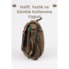 Pamuk Kumaş Postacı Omuz Çantası Unisex, Vintage Tasarım, Fermuarlı Kapak