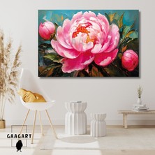 Tekli Yatay Kanvas Duvar Tablosu Pembe Şakayık Çiçeği