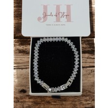 Jewels Of Hope Baget Zirkon Taşlı Su Yolu Bileklik 20 cm Paslanmaz Çelik Bileklik Kadın Gümüş Renk