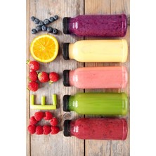 10 Adet Smoothie Detoks Şişesi Şeffaf Plastik Sızdırmaz Kapak Köşeli Meyve Suyu Şişesi 300 ml