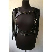 Püsküllü Deri Ceket Harness, Şık Deri Harness Ceket - BRF999