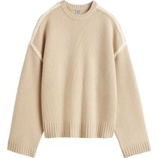 Işlemeli Yün Kaşmir Triko Kazak