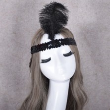 Yılbaşı Saç Tüyü Saç Bandı Siyah Renk