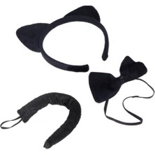 Kedi Kostüm Taç Kuyruk Papyon Seti Karışık