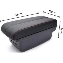 Volkswagen Polo 2011-2019 Delmesiz Vidasız Kol Dayama Kolçak Usb+Çift Açılır Siyah Dikişli