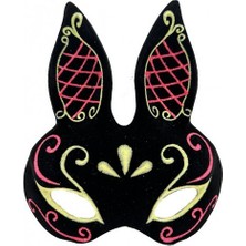 Siyah Kırmızı Gold Tavşan Maskesi