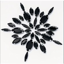 Yiğit Aksesuar 4 Boy 50 Adet Siyah Mekik Kasalı Dikme Cam Taş