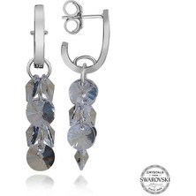 Swarovski Crystal Taşlı Gümüş Salkım Sallantılı Çivili Kadın Küpe