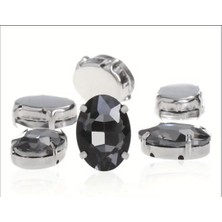 Yiğit Aksesuar 10x14(1.4 Cm) Oval Kasalı Dikme Cam Taş Gri (20 Adet)