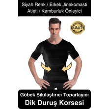 Siyah Renk Erkek Bel Göğüs Dik Duruş Korsesi Atlet Jinekomasti Göbek Toplayıcı Toparlayıcı
