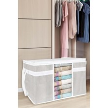 Pencereli Kazak Hurcu - Gri Çizgili, 45 x 40 x 30  cm