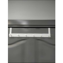 Pratik ve Şık 6'lı Metal Kapı Arkası Askısı - 30 kg Taşıma Kapasitesi, Beyaz 46.5  cm  Uzunluk