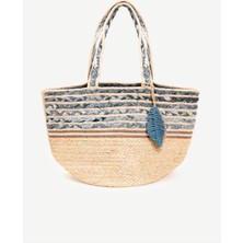 Denim Detaylı Jute Çanta