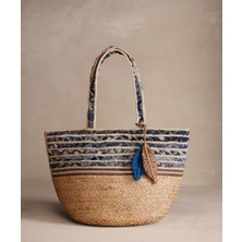 Denim Detaylı Jute Çanta
