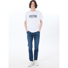 Mustang Orta Bel Tapered Fit Indigo Erkek Denim Pantolon Toledo Tapered -1014