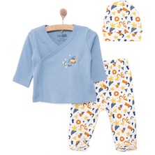 Hellobaby Yenidoğan Zıbın-Şapka-Patikli Alt 3lü Set Erkek Bebek