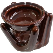 El Figürlü Kahverengi Seramik Buhurdanlık