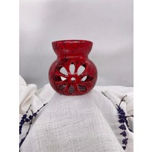 El Yapımı Kırmızı Seramik Buhurdanlık – Aromaterapi ve Dekoratif Kullanım Için