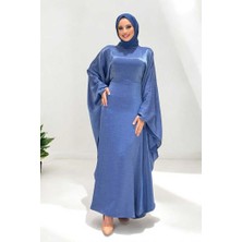 Yarasakol Bel Kısmı Gizli Ip Kuşaklı Elbise 3891 Lacivert