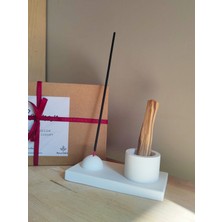 Beyaz Çubuk Tütsülük Palo Santo Tütsü Kabı Şık Beton Tütsü Kabı Dekoratif Pratik Tütsü Tutucu