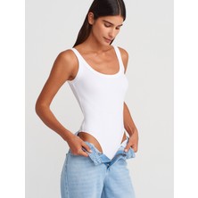 21053 Askılı Bodysuit-Beyaz