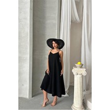 Kadın Beyaz Ayarlanabilir Rahat Askılı Salaş Elbise DPG090