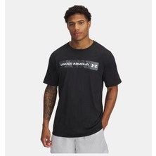 Belirtilmemiş Under Armour Camo Chest Stripe Erkek Siyah Yuvarlak Yaka Tişört