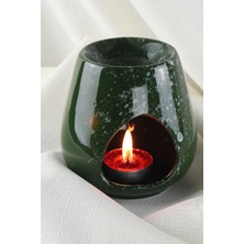 Seramik El Yapımı Buhurdanlık ,yeşil Su Damlası Efektli