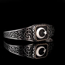 925 Ayar Gümüş Ayyıldız Ayarlanabilir Erkek Kelepçe Bileklik