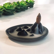Himalaya Geri Akış Tütsülük 14X8 cm Oval Siyah El Yapımı Dekoratif Tütsülük