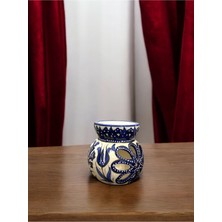 Mavi Çiçek Desenli El Yapımı Çini Buhurdanlık