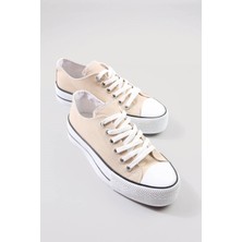 Ccway Kadın Kalın Tabanlı Keten Spor Ayakkabı BEJ