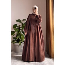 Ande Tesettür Müslin Ferace - Kızıl Kahve